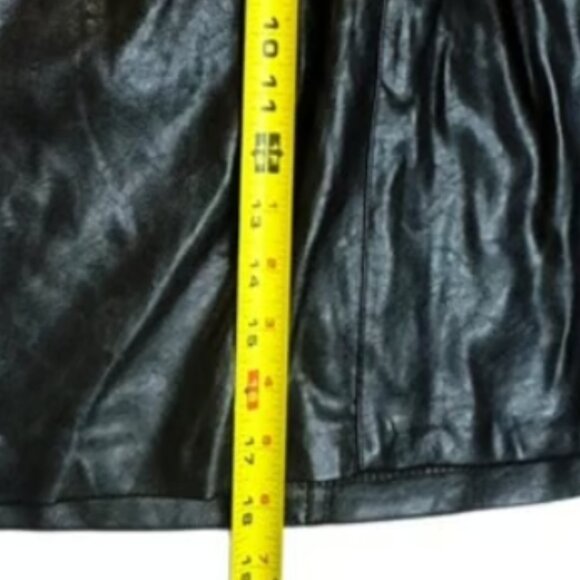 Haute Monde Black Soft Faux Leather Mini Skirt Pockets Elastic Hgh Rise Medium - Picture 7 of 9